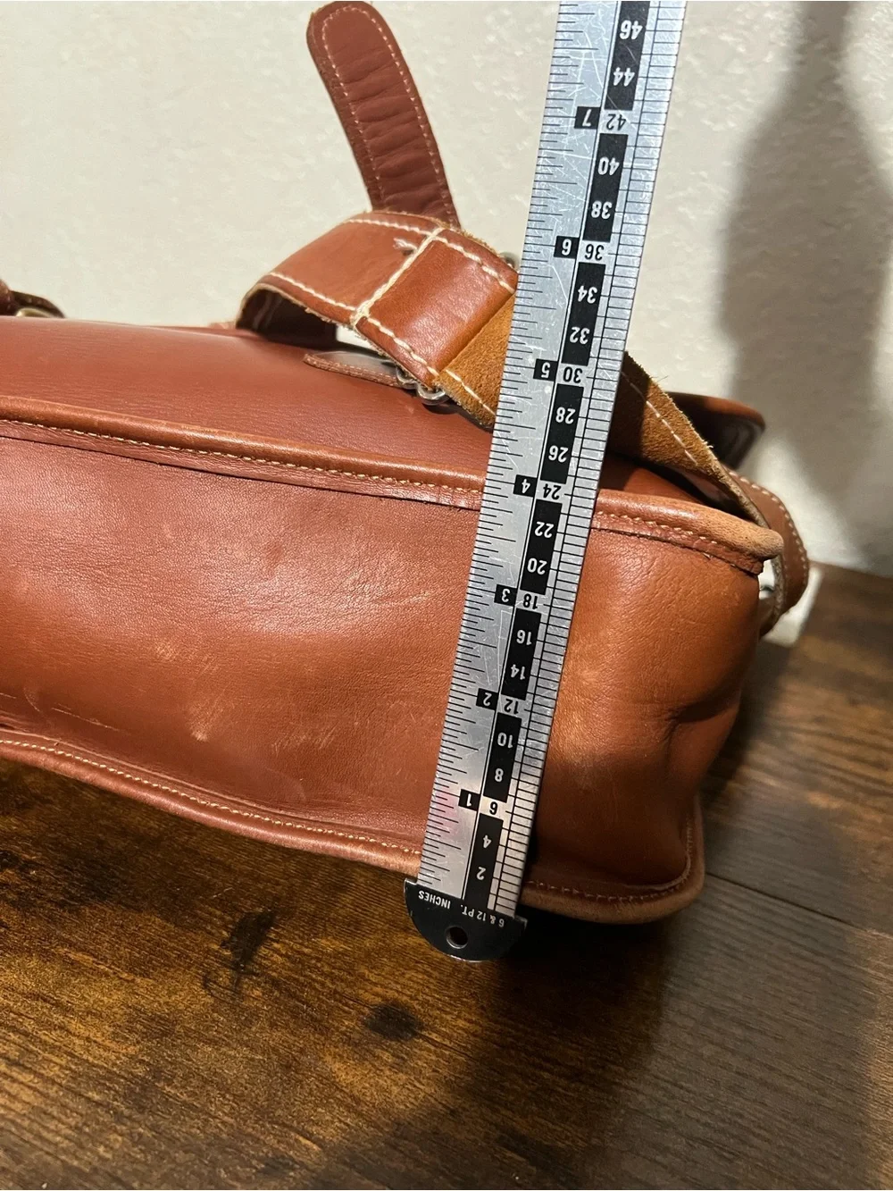 Men's Tan Leather Briefcase with Adjustable Strap